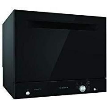 Lave-vaisselle compact Bosch noir avec 6 couverts et moteur EcoSilence Drive, modèle SKS51E36EU