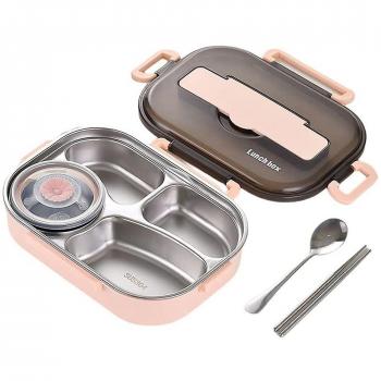 Set de Bento Box Rosa con Aislamiento Térmico 1.5L