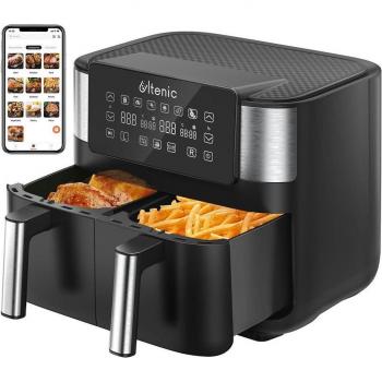 Freidora de aire de doble zona Ultenic K20, 8 l, pantalla digital, 100 recetas en línea