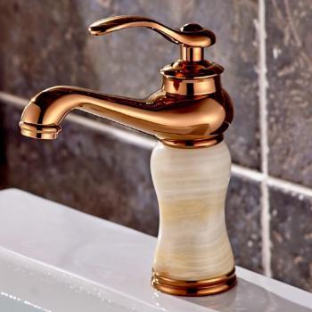 Grifo mezclador de lavabo en oro rosa