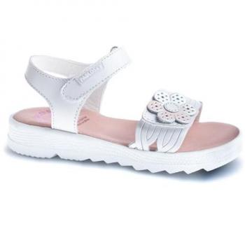 Sandalias niña Pablosky modelo Olimpo blanco con flor y cierre de velcro