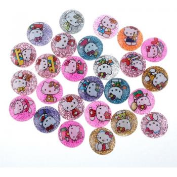 Glittery Cat Resin Cabochons - 50 Pack
