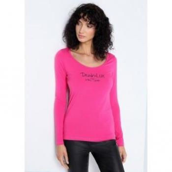 V&L - Camiseta larga con cuello escotado
