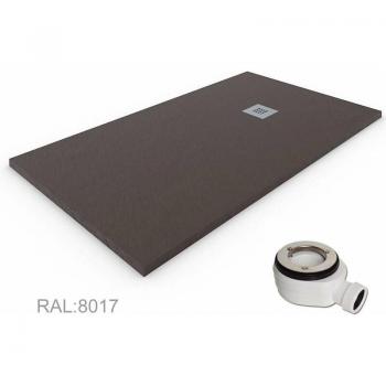 Quarz‑Duschtasse DECOHOR – flaches Harz, 100 x110 cm – Farbe: Schokolade (RAL 8017)