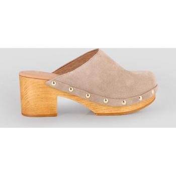 Zuecos Blogger Canela Color Piedra Sintético