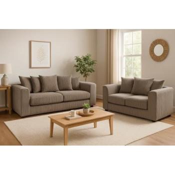 SquareBoxx Lennox 3‑Seat + 2‑Seat Grey Sofa Ensemble