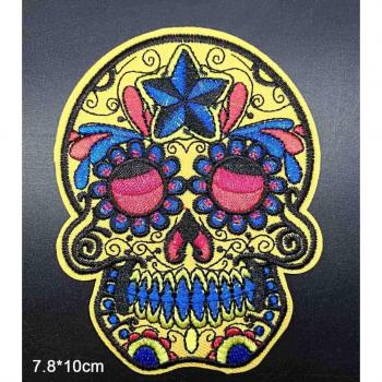 Large Skull Flower Boho Iron-On Clothing Accessory