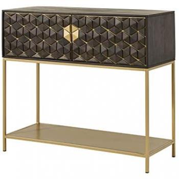 Mobile bar in legno di mango 122x50x110 grigio scuro oliato diamond 113