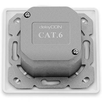 DeleyCON 4x CAT6 Netzwerkdose mit RJ45 Port - Geschirmt - Aufputz oder Unterputz