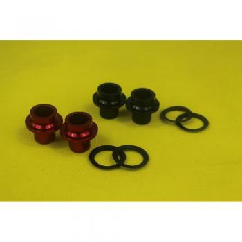 Powerway M42 100mm Front Hub - M15 Thru Axle End Caps - Black and Red