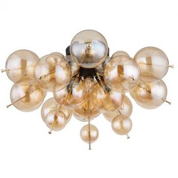 Plafoniera metallo sfere vetro oro 3 lampadine E14 55 cm