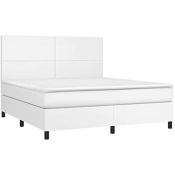 Colchón Suave Cama Box 160x200 con Acabado en Cuero Sintético Blanco