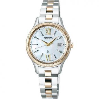 Seiko LUKIA Standard Solar Radio Women's Watch SSVV084, Round Silver & Lady Gold