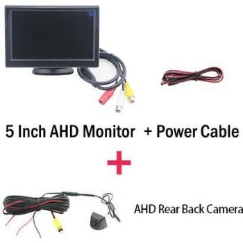 5 Inch AHD Monitor 1024x600 with 170° Starlight Night Vision Front and Rear View Full HD Fisheye Camera