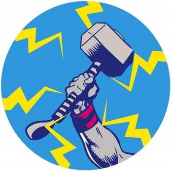 Thor's Hammer – Avengers Pop Art Tapete (125 x 125 cm) KOMAR Selbstkleben, rund