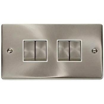 Ingot Satin Chrome 10AX 4 Gang Plate Switch