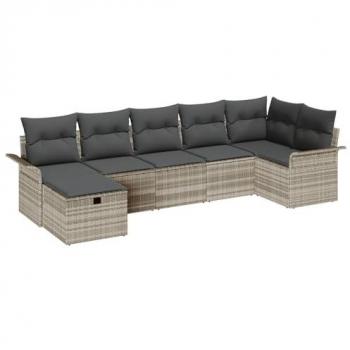 Ensemble Canapés Extérieurs VidaXL 7x – Gris Clair & Rotin Poly