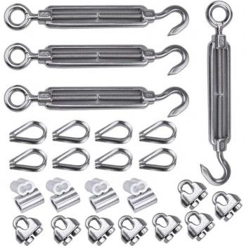 1/8 Inch Stainless Steel Cable Railing Kit with Turnbuckles and Clamps
