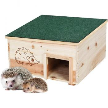 Hérisson House Bois – refuge avec toit en cabane pour petits animaux