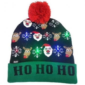 Knitted Christmas Hat with LED Light for Santa Elk