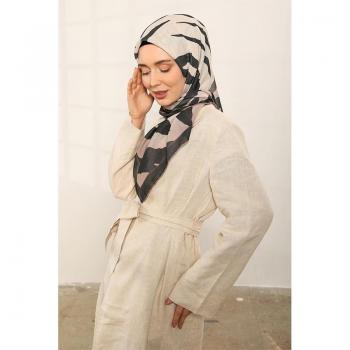 Elegant Zebra Print Scarf Black/Mink 90x90