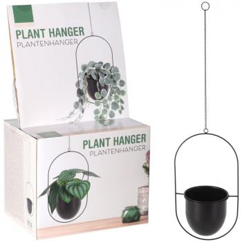 Supporto per Piante Pensile Nera 20,5x15x39 cm