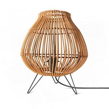 Lampe à poser en cage de métal beige, rotin salon – type 2