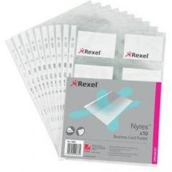 Rexel Nyrex Punched Business Card Pockets A4 (Pack of 10) 13681