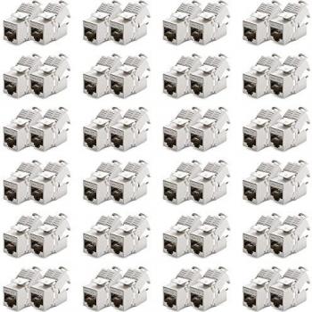 DeleyCON 48x CAT6a Keystone Jack Modul STP Schirmung RJ45 Buchse Netzwerk Dose