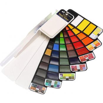 Vibrant Solid Watercolor Pigment Paint Set - 18/25/42 Colors with Water Brush