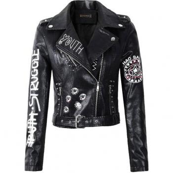FMFSSOM Faux Leather Biker Jacket for Women
