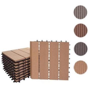 Piastrete WPC Mendler Premio Rhone T831 30x30cm 11 pezzi, pavimento esterno profilo verticale teak lineare