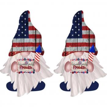Wooden Sign Independence Day Gnome Faceless Doll Hanger