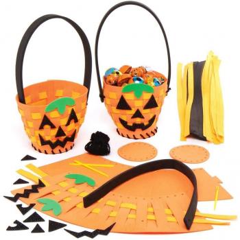 Halloween Kürbis-Webkorb-Bastelset (4er)