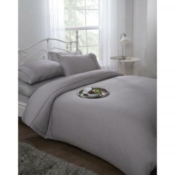 Silver Ritz 300 Thread Count 100% Cotton Satin Stripe Duvet Set