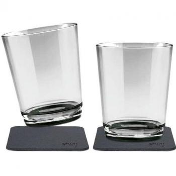 Silwy Magnetic Drinking Cup with Nano-gel Coasters - Set of 2 - Pearl Grey