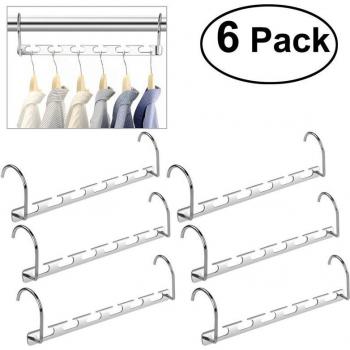 Multi‑Use Silver Wardrobe Hanging Organizer – 6 Pieces