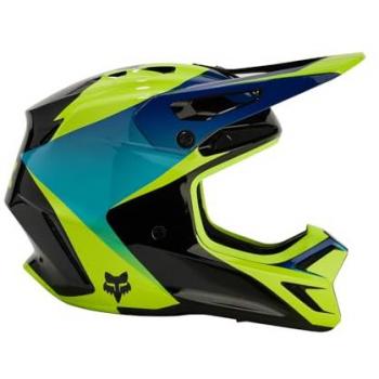 Fox V3 Streak Casco de motocross juvenil - Negro Verde (M)