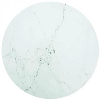VidaXL Table Top White Ø90x1 cm Tempered Glass with Marble Design