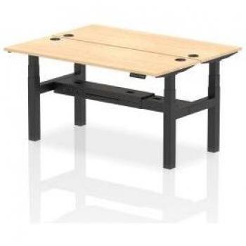 Air 1600 x 600mm Height Adjustable 2 Person Bench Desk Maple Top with Cable Port