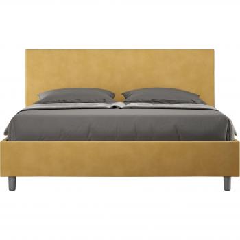 Cama Matrimonial Adele 170x200 Microfibra Ocre con Almacenaje Acolchado