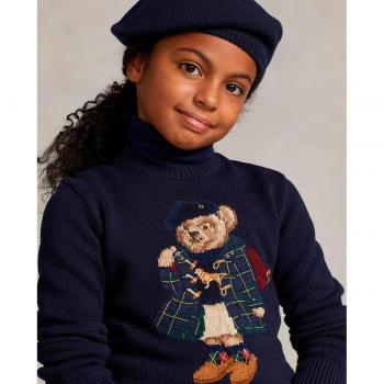 Maglia blu in cotone Ralph Lauren per bambina
