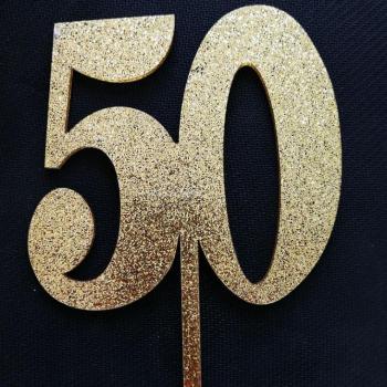 Acrylic Birthday Cake Decorations - Silver 25 Gold 50