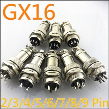 16mm GX16 Circular Connector Set - Male & Female Pins, 2 to 9 Pin Options