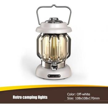 Vintage Camping Lantern with USB Rechargeable Feature - Warm White Light