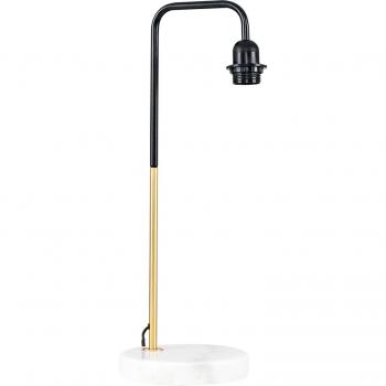 Black Metal Table Lamp with Gold Accents and White Marble-Effect Base