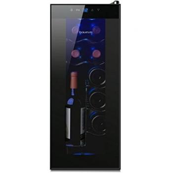 Vinoteca Taurus PTWC-12 - 12 Botellas - 65W - 8-18ºC - Puerta Cristal - Iluminación Azul Interior