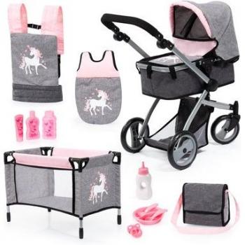 Carrozzina per Bambole Combinata Bayer Design Grigio/Rosa