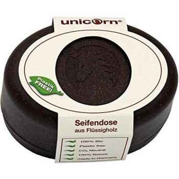Unicorn Seifendose aus Flüssigholz groß, kokosbraun