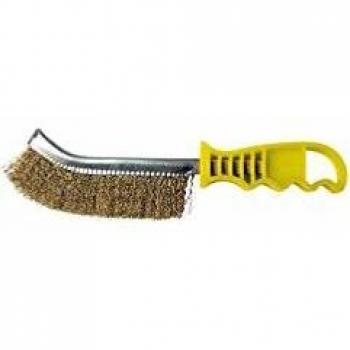 Leman - Lot de 15 brosses manuelles manche plastique fil laiton 0,35 mm pour bois, pierre et métal - Décapage doux - 740.246